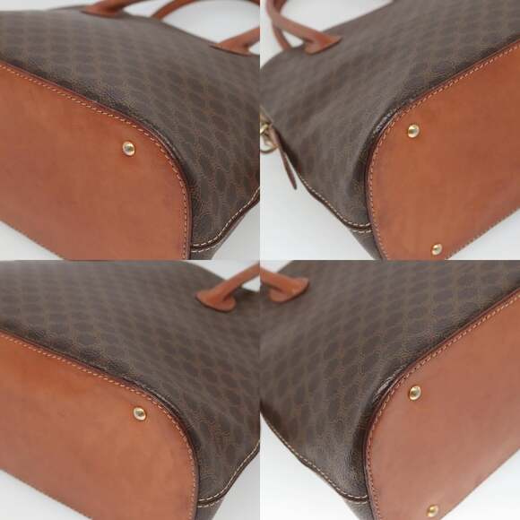 CELINE Macadam Canvas Hand Bag Pvc Leather Brown Gold - Picture 10 of 12